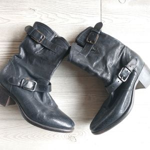 UGG Collection Black Motorcyle Buckle Moto Boots Women's 7.5 Made in Italy